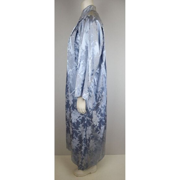 ARIEL PETER KEYLOUN - VINTAGE GRAY BLUE BROCADE FULL LENGTH CAFTAN NIGHTGOWN S - Picture 6 of 8
